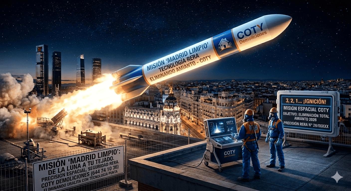 Retirada de amianto en Madrid Misión Espacial Coty Demoliciones RERA